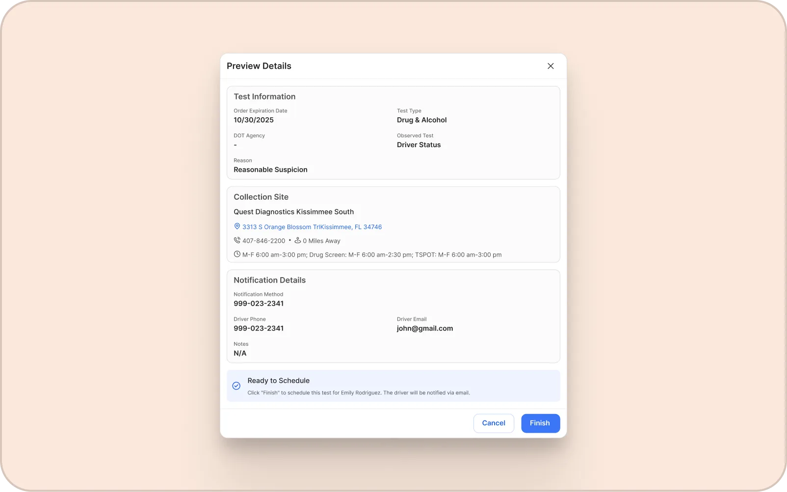 BlueComply drug testing dashboard with random pool selection and test tracking